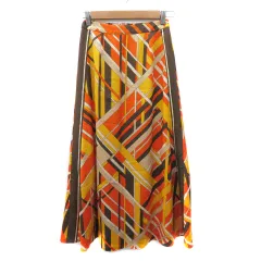 グリーンレーベルリラクシング ユナイテッドアローズ green label relaxing フレアスカート ロング丈 マキシ丈 総柄 36 S マルチカラー オレンジ /YK6