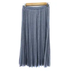 インディヴィ INDIVI プリーツスカート ロング丈 38 M 紺 ネイビー /YK9