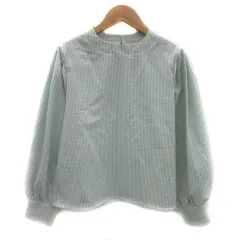 アズノウアズ as know as plus ブラウス カットソー 長袖 ラウンドネック ギンガムチェック柄 F 黄緑 ライトグリーン 白 ホワイト /YS21