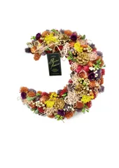 Lサイズ: オレンジ 紫色 パープル 33cm インテリア プレゼント (直径) ギフト 玄関用 フラワーリース × ハロウィン 壁飾り 月 8cm ］ムーン A (厚み) Lサイズ 秋のリース mamawreath (月(WR-53)) 2025年 ［