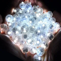 高輝度 誕生日 光るバルーン 結婚式 パーティー LED風船 お祭り ライト 応援 装飾 提灯 風船 お祭りちょうちん 小型 提灯用ライト 50個入 ハロウィン クリスマス バルーンライト (ホワイト)