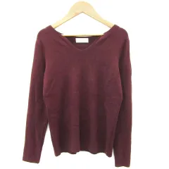 リヴドロワ RIVE DROITE ニット カットソー 長袖 Vネック F ボルドー /YM38