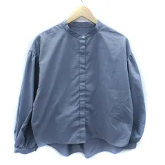 コムサイズム COMME CA ISM シャツ ブラウス 長袖 バンドカラー 9 ブルーグレー /SM11