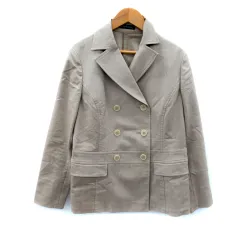 ニューヨーカー NEWYORKER テーラードジャケット ミドル丈 ダブルボタン シルク混 11 ベージュ /SY41