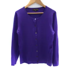 ボールジー BALLSEY トゥモローランド ニットカーディガン ミドル丈 ラウンドネック ウール 38 M 紫 パープル /SM9