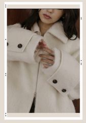 袖ビックループシャギージップブルゾン アイボリー lumier リュミエ 
