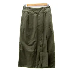 アーバンリサーチ ドアーズ URBAN RESEARCH DOORS フレアスカート ロング丈 マキシ丈 無地 スリット リネン混 麻 36 S カーキ /SY11