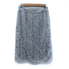 ストロベリーフィールズ STRAWBERRY-FIELDS タイトスカート ミモレ丈 総レース 2 ブルーグレー  /SM4