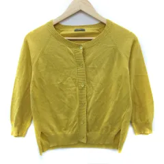 イエナ IENA カーディガン ミドル丈 七分袖 ラウンドネック マスタードイエロー /SM2