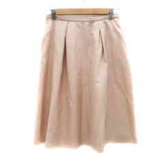 ナチュラルビューティーベーシック NATURAL BEAUTY BASIC フレアスカート ミモレ丈 L ライトピンク /HO10