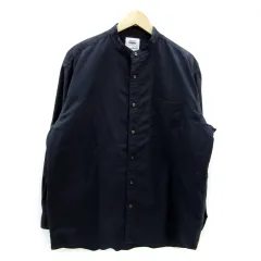 グローバルワーク GLOBAL WORK カジュアルシャツ 長袖 バンドカラー 無地 L 紺 ネイビー /MA1