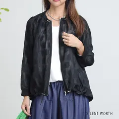 ジップアップ ブルゾン レディース オーガンジー シアー 透け感 ドローコード リブ切替 アウター SILENT WORTH