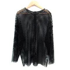 アズールバイマウジー AZUL by moussy カットソー 長袖 メッシュ F 黒 ブラック /SM5