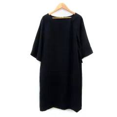 アーバンリサーチ ドアーズ URBAN RESEARCH DOORS ワンピース ミモレ丈 七分袖 ラウンドネック 無地 ONE 紺 ネイビー /SY5