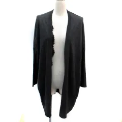 スピック&スパン Spick&Span Leclair カーディガン 前開き ロング丈 レース ダークグレー /SM21