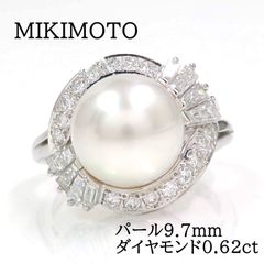 MIKIMOTO ミキモト Pt900 パール9.7mm ダイヤモンド0.62ct リング