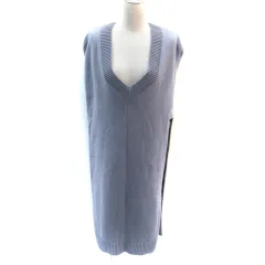グローバルワーク GLOBAL WORK ニットベスト ロング丈 Vネック スリット F ブルーグレー /SM1