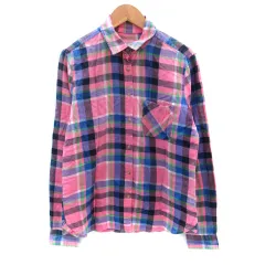 アメリカンイーグルアウトフィッターズ AMERICAN EAGLE OUTFITTERS カジュアルシャツ 長袖 チェック柄 XS マルチカラー ピンク 青 ブルー /SM10