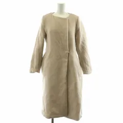 アプワイザーリッシェ Apuweiser-riche ノーカラーコート ロング ウール スリット 無地 1 S ピンク ベージュ  29429040 /MP ■GY18