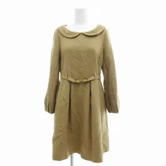 アナトリエ ANATELIER ワンピース ひざ丈 長袖 クローバーカラー ベルト付 38 ベージュ 茶 /JS