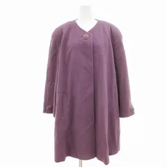 ピノーレ PINORE ノーカラーコート ミドル丈 アンゴラ 11 紫 パープル /UD