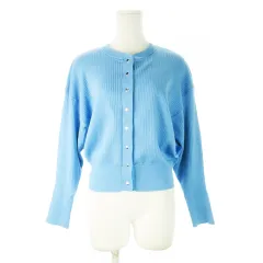 オペークドットクリップ OPAQUE.CLIP カーディガン ニット クルーネック 丸首 長袖 ショート丈 リブ 青 ブルー /CK22 ■GY99