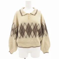 アズノウアズ as know as ニット セーター 長袖 ハーフボタン アーガイル柄 F ベージュ /GV ■GY39
