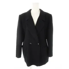 レリアン Leilian テーラードジャケット コート ダブル カシミヤ 11 黒 ブラック /CK28 ■GY44