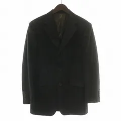 バーバリーブラックレーベル BURBERRY BLACK LABEL テーラードジャケット ウール シングル 3B 総裏地 肩パット サイドベンツ ストライプ 94-82-170 38L 黒 ブラック /XZ ■GY03