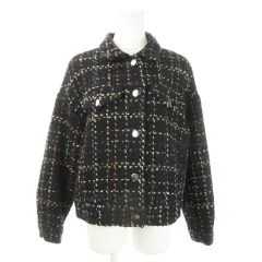 ザラ トラファルック ZARA Trafaluc collection ツイードジャケット ブルゾン チェック S-M 黒 ブラック /AO8 ■GY17
