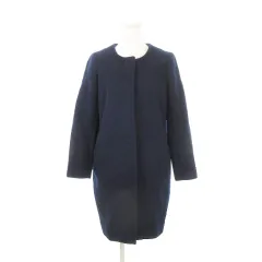 ドゥーズィエムクラス DEUXIEME CLASSE STANDARD SUPPLY ノーカラーコート 比翼 ウール 36 S 紺 ネイビー /AH16 ■GY19