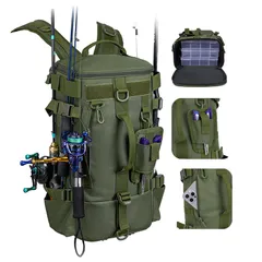 新品 [Ｒｏｒｔｙｎｏ] 釣りリュック メンズ 大容量 フィッシング 登山 リュックサック 多機能 バックパック 防水 アウトドア リュック タックルバッグ 5way キャンプ 旅行 防災 サバイバル 15.6インチ ルアー Dリング オリーブ