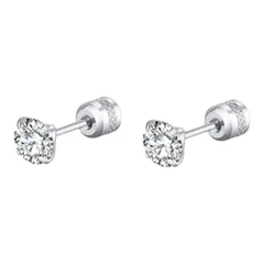 2way ネジ式　シルバーピアス　シルバー　CZ ジルコニア【両耳セット】