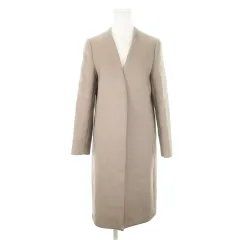 グリーンレーベルリラクシング ユナイテッドアローズ green label relaxing ノーラペル ロング コート ノーカラー ウール 36 S グレー /AH11 ■GY03