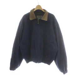 パシフィックトレイル PACIFIC TRAIL 90s ヴィンテージ ジャケット ブルゾン 裏地フリース ジップアップ 襟レザー アウター M ネイビー 紺 017415 /PP ■GY01