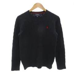 ポロ ラルフローレン POLO RALPH LAUREN ケーブル編みニット セーター 長袖 クルーネック コットン ポニー刺繍 L(14-16) 紺 ネイビー /GV ■GY18