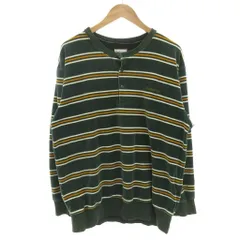 バーバリーズ Burberrys ヴィンテージ フリース スウェット トレーナー 長袖 ヘンリーネック L ボーダー 緑 グリーン 黄 イエロー /GV ■GY14