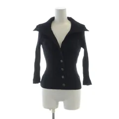 バーバリーブルーレーベル BURBERRY BLUE LABEL 二ットカーディガン 長袖 麻混 リネン混 38 S 紺 ネイビー ■GY14 /MQ