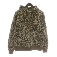 チャンピオン CHAMPION パーカー スウェット 長袖 裏起毛 ヒョウ柄 レオパード ジップアップ ロゴ 刺繍 L 茶色 ブラウン 黒 ブラック /XZ ■GY99