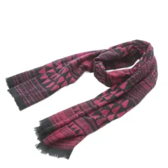 ハウス オブ ロータス HOUSE OF LOTUS ストール マフラー 薄手 ウール 総柄 フリンジ ピンク 黒 ブラック /XZ ■GY99