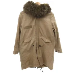 シシ sisii モッズコート フェイクファー ミリタリー カウレザー ひざ丈 XS ベージュ /FF ■GY19