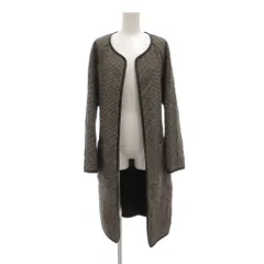 B&Y ユナイテッドアローズ BEAUTY&YOUTH ビューティー&ユース ノーカラーコート リバーシブル 無地 チェック柄 ミドル ハーフ丈 ウール グレー /AE