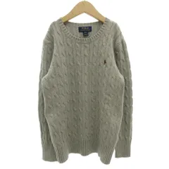 ポロ ラルフローレン POLO RALPH LAUREN ケーブル編みニット セーター 長袖 クルーネック ポニー刺繍 コットン M(10-12) グレー /GV ■GY14 ☆AA★