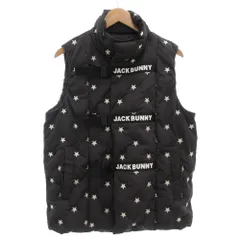 ジャックバニー Jack Bunny ダウンベスト ジャケット 6 ゴルフウェア スター刺繍柄 黒 ブラック 白 ホワイト /GV ■GY44