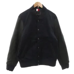 トミーヒルフィガー TOMMY HILFIGER スタジャン ジャケット ブルゾン レザー切替 XL 紺 ネイビー 黒 ブラック /FF ■GY19