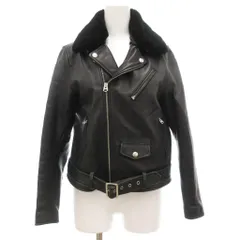 フリークスストア FREAKS STORE ライダースジャケット ダブル シープスキン ムートンファー 羊革 レザー M 黒 ブラック /JS ■GY17