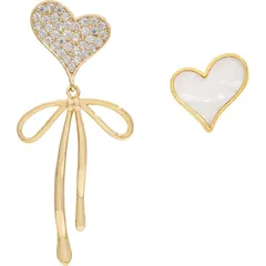 ピアス つけっぱなし 金属アレルギー対応 レディース セカンドピアス S925シルバー 14kメッキ 両耳 可愛い 揺れる 非対称ハート お誕生日 お祝い プレゼント