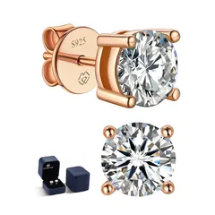 MomentWish モアサナイト ピアス レディース メンズ ピンクゴールド スタッドピアス つけっぱなし 金属アレルギー対応 3カラット 人工ダイヤモンド Dカラー 男女兼用 プレゼント 4プロング 20G 0