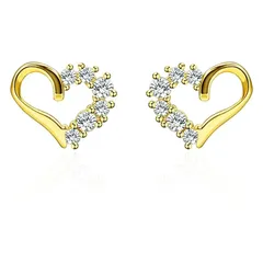 ピアス つけっぱなし レディース セカンドピアス S925シルバー 金属アレルギー対応 小さめ 18kメッキ 両耳 可愛い ジルコン ハートピアス (ゴールド)