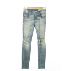 ディーゼル DIESEL Grupee. SUPER SLIM SKINNY デニムパンツ ジーンズ スキニー ストレッチ ウォッシュ加工 ダメージ加工 W25 青 ブルー /AO19 ■GY03